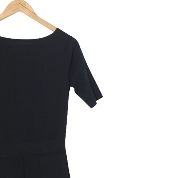 CLUB MONACO Black Short Sleeves Fit-n-Flare Knit Sweater Dress Women's Size S - Picture 10 of 13